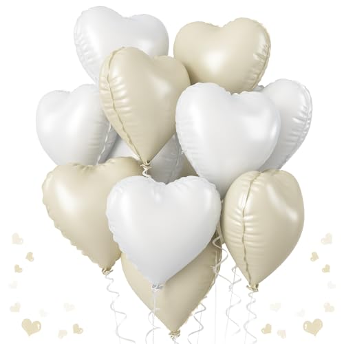 TAOYE Herz Folienballon Creme und Weiß