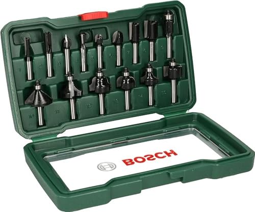 Bosch 15tlg. Hartmetall Fräser Set (für Holz, Ø-Schaft 8 mm, Zubehör Oberfräse)