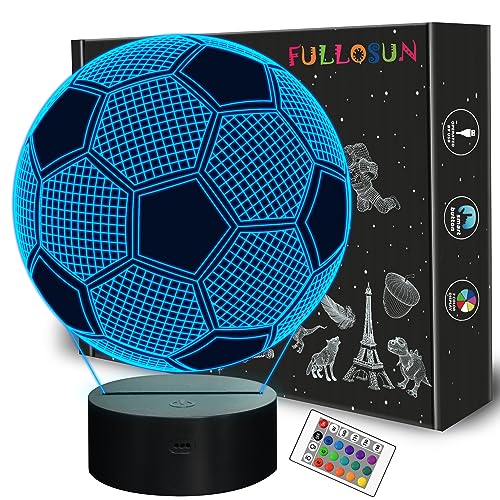 FULLOSUN Kinder Nachtlicht Fußball 3D Optische