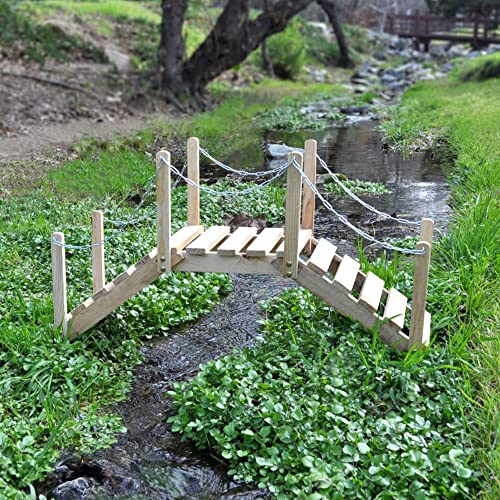 Gartenbrücke im Bild: Shine Company Gartenbrücke aus Zedernholz mit Seitenschienen