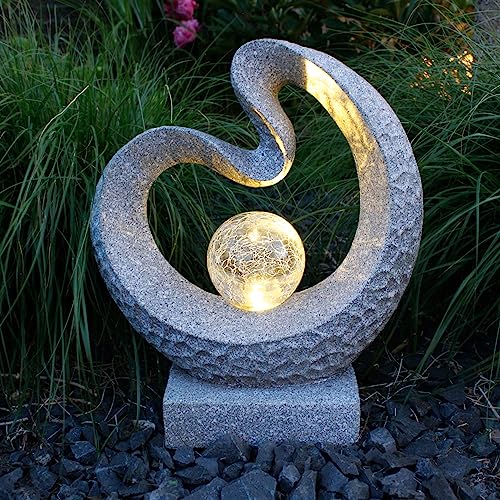 Arnusa Solarleuchte Skulptur Granit-Optik Moderne Solarlampe