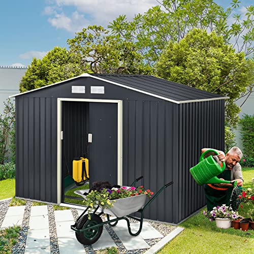 Gartenhaus Metall im Bild: Juskys Metall Gerätehaus XL 9m³ mit Satteldach
