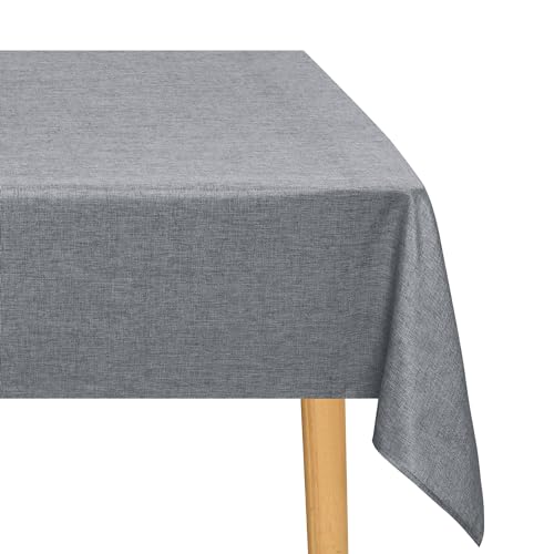 JIUZHEN Grau Tischdecke Abwaschbar Tischdecken Leinenoptik
