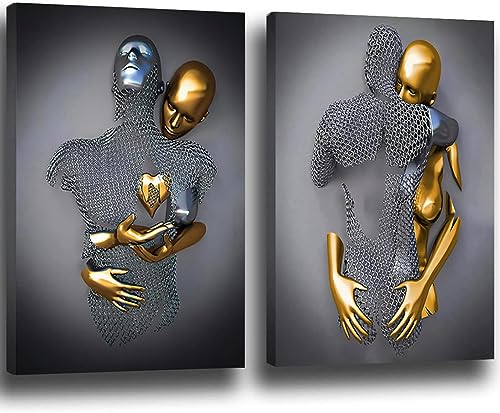 PYNVDD 3D Liebhaber Skulptur Poster Metall