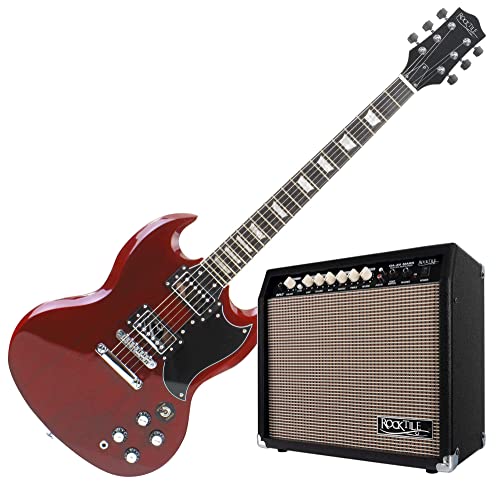 ROCKTILE Pro S-Red E-Gitarre Heritage Cherry Verstärker Set