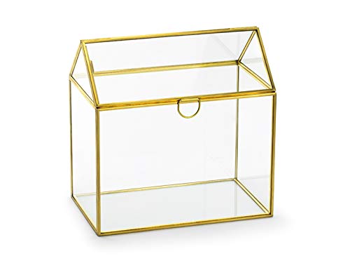 PartyDeco Glas-Umschlag-Box gold 13x21x21cm Hochzeit Geburtstag