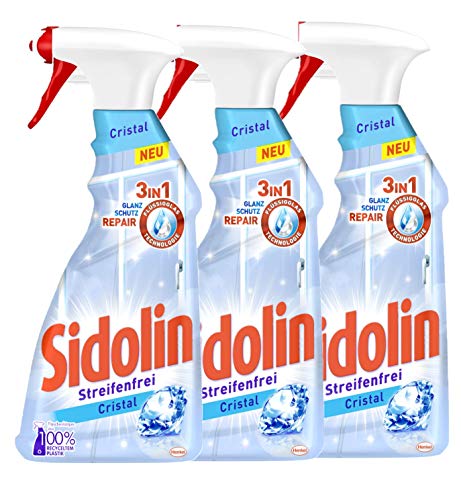 Sidolin Cristal, Glasreiniger 3x Sprühflasche