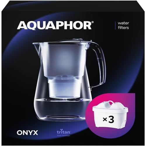 AQUAPHOR Wasserfilter Onyx Schwarz inkl. 3 MAXFOR+ Filter