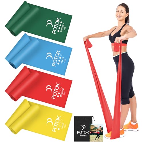 POTOK 4er-Set Fitnessbänder mit 4 Widerstandsstufen