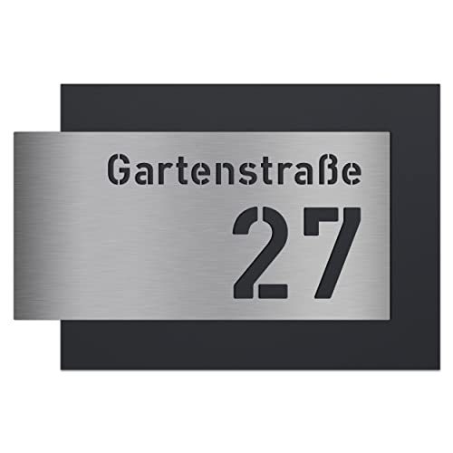 AlbersDesign individuelle Edelstahl-Hausnummer mit Straße