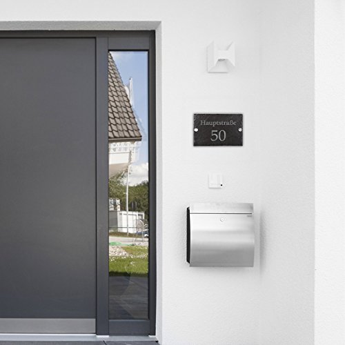 Hausnummer Schiefer im Bild: polar-effekt Schiefertafel Türschild Personalisiert mit Gravur