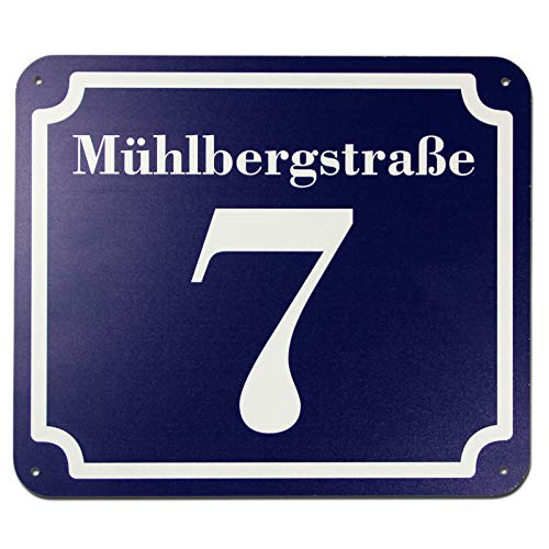 KDS blaues Hausnummer und Straße Schild 2mm Aluverbund