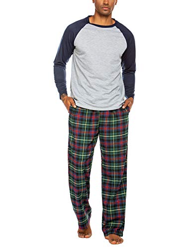 ADOME Schlafanzüge für Herren Lang Pyjama
