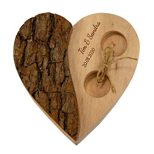 Geschenke 24 Personalisiertes Holz Herz Ringkissen zur Hochzeit