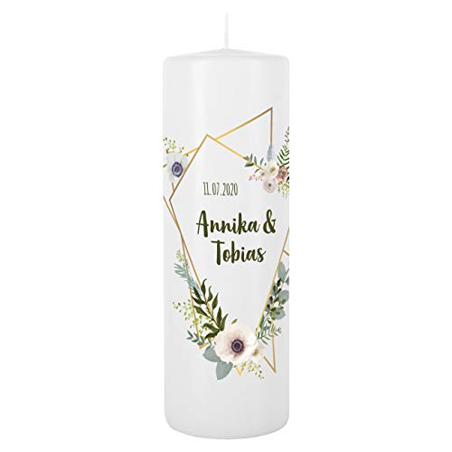 Herz & Heim Elegante Hochzeits-Kerze mit Namen und Datum