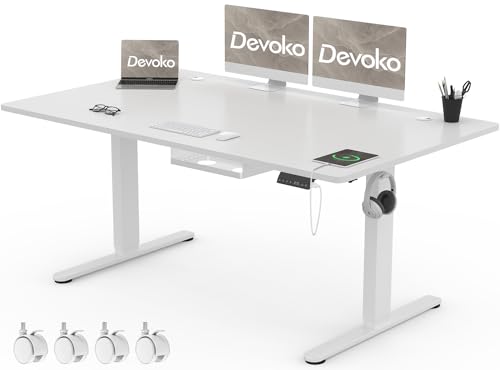 Devoko Schreibtisch Höhenverstellbar Elektrisch 160x80cm mit USB