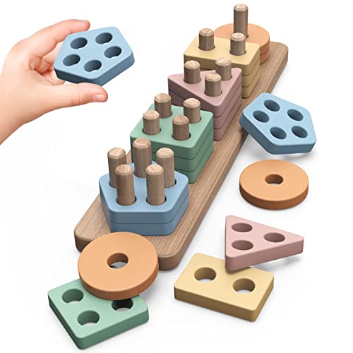 Joozmui Holz Montessori Spielzeug ab 1 2 3 Jahr