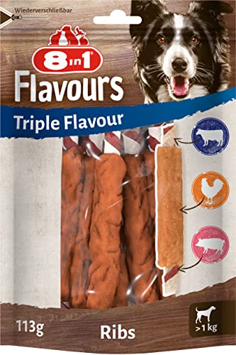 8in1 Triple Flavour Ribs Kaustangen für Hunde
