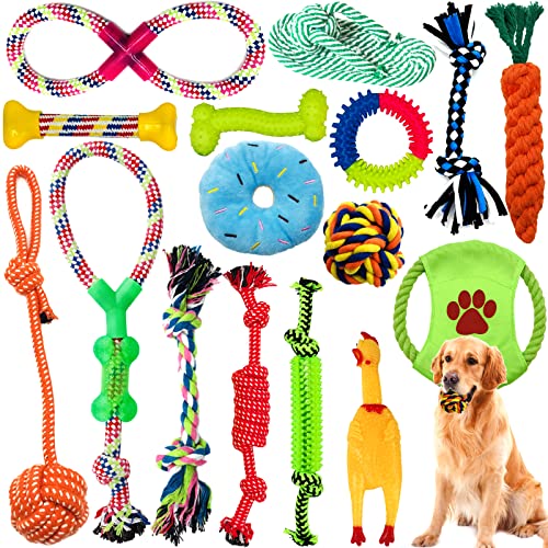 Amzeeniu Hundespielzeug,16 Pcs Seil Ball Hunde