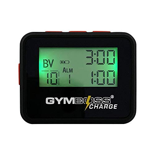 Gymboss Charge Intervall-Timer und Stoppuhr (Schwarz/Rot)