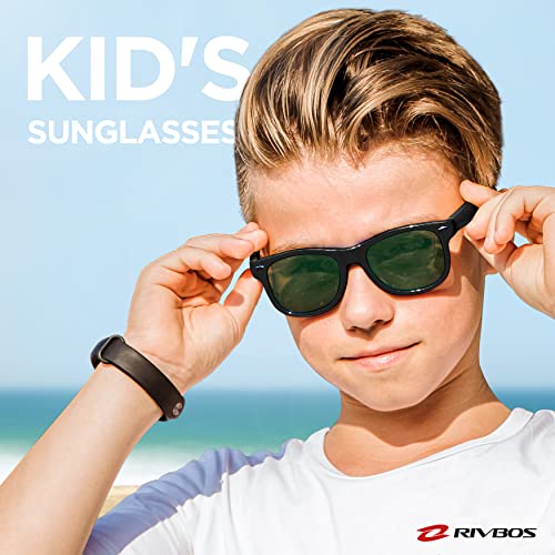 Sonnenbrille für Jungen im Bild: RIVBOS Kinder polarisierte Sonnenbrille mit Riemen (RBK004)