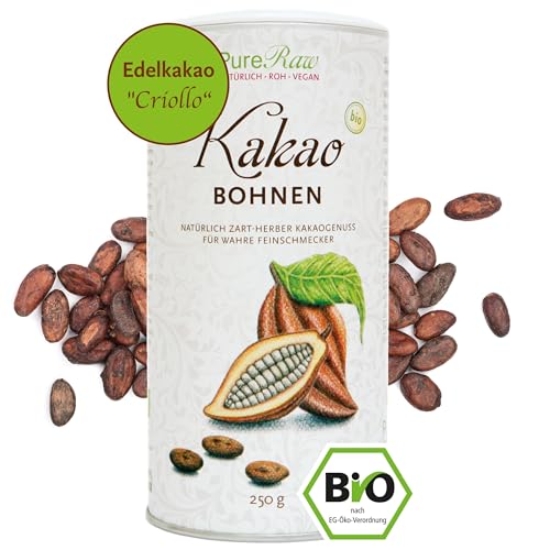 PureRaw Kakaobohnen Criollo (Bio Roh Vegan) Ganze Kakao
