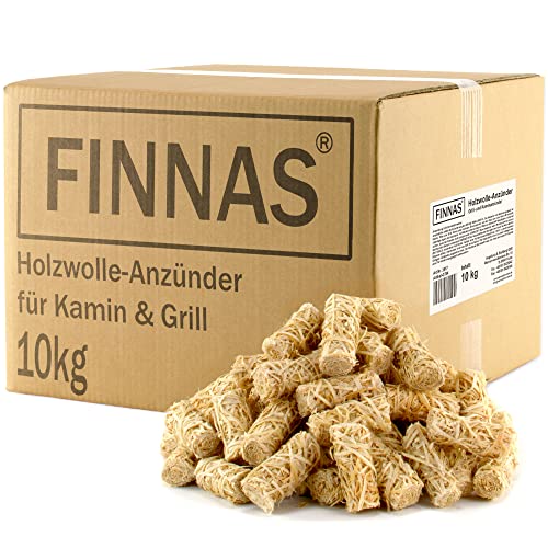 Finnas 10 kg Holzwolle Premium Anzündwolle Anzünder