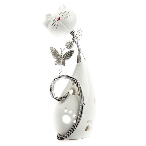 art decor Windlicht Dekofigur Katze mit Schmetterling
