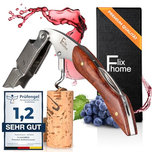 flixhome Premium Kellnermesser aus Edelstahl und edlem Holzgriff