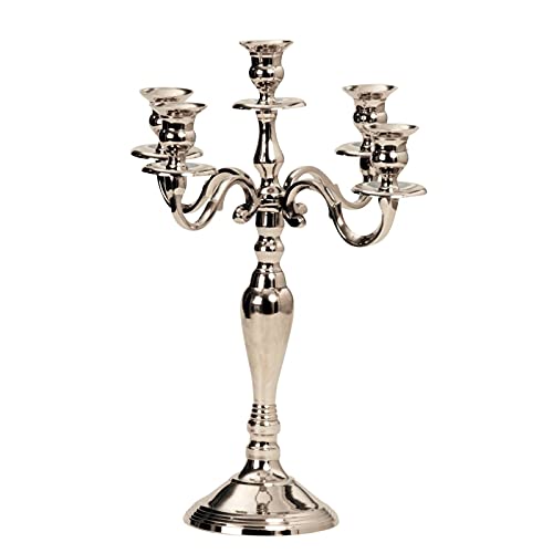 Geschenkestadl Kerzenständer 5-armig Kerzenleuchter 40 cm Silber