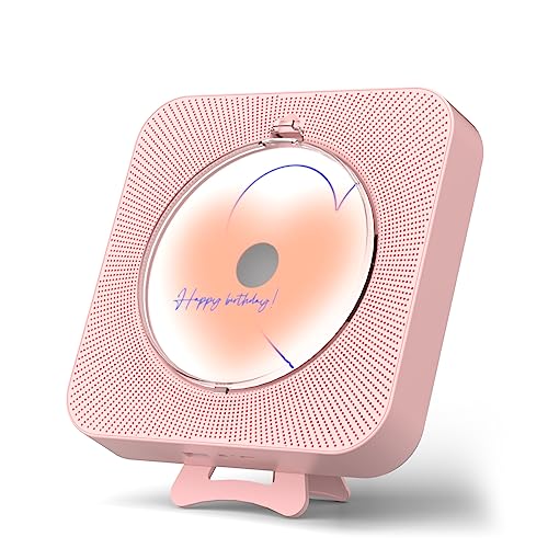 Yintiny Niedlicher rosa CD-Player mit Bluetooth 5.0