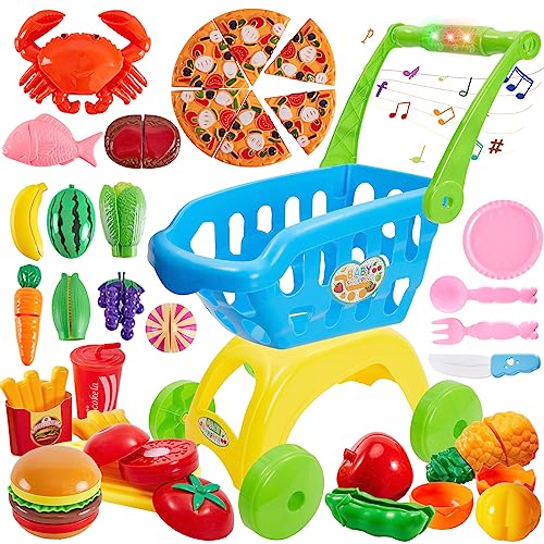 BUYGER Einkaufswagen für Kinder Küchenspielzeug Schneiden