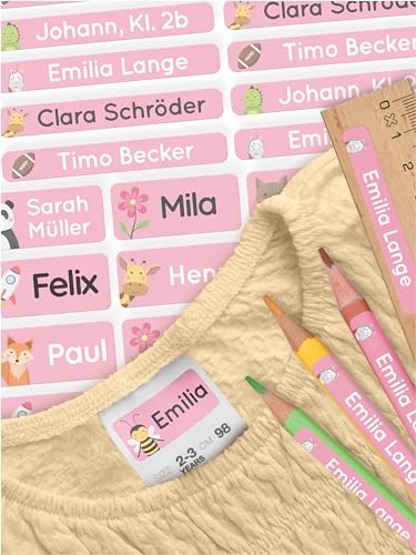 MELU Kids Namensaufkleber Set Kinder für Schule Stifte