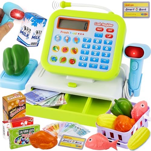 LINFUN KIDS Elektronische Kasse Spielzeug Supermarkt mit Drehbarer