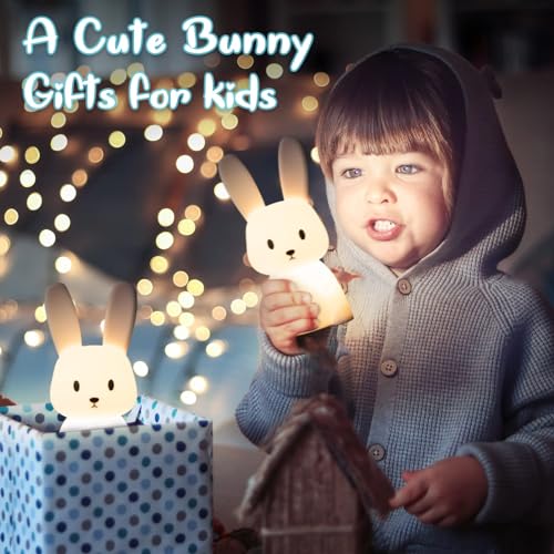 Kinder Nachttischlampe im Bild: SOLIDEE Bunny Silikon Nachtlicht Kinder USB