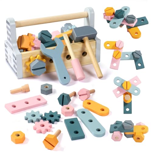 Petfu Werkzeugkoffer Kinder Montessori Spielzeug ab 2 3