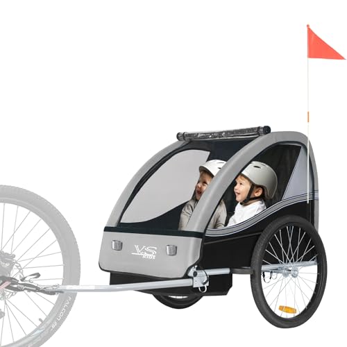 KESSER® Kinderanhänger Fahrradanhänger Sport-RX 2 in 1 Joggerfunktion  Kinderfahrradanhänger + 5-Punkt Sicherheitsgurt 360°-Vorderrad Jogger Buggy  Fahrrad Anhänger für 1 bis 2 Kinder max. 40kg