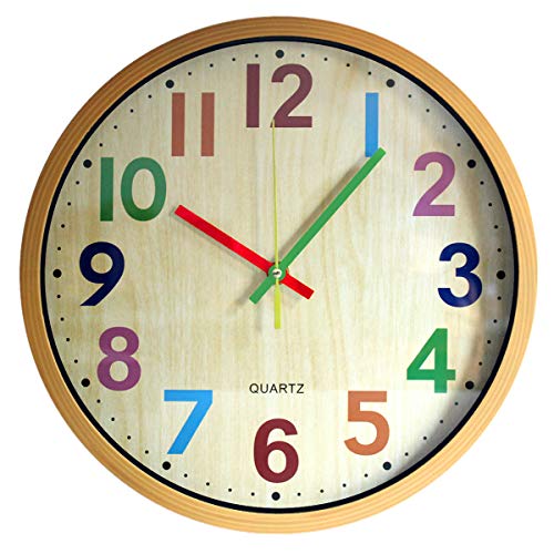 Coslife 12 Zoll Stille Bunte Wanduhr - Dekorative Nicht tickende Wanduhr Vintage Style (Clocks-gen-colorful)
