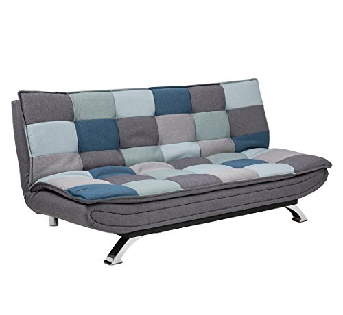 AC Design Furniture Jasper Bettcouch Blau/Grau Patchwork
