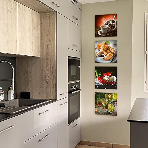 Küchenbilder im Bild: BilderKing 4 wunderschöne Leinwand-Bilder zur Dekoration