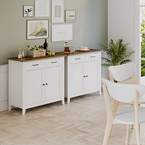 Küchenunterschrank im Bild: HOCSOK Sideboard Weiß Küchenschrank mit 2 Schubladen
