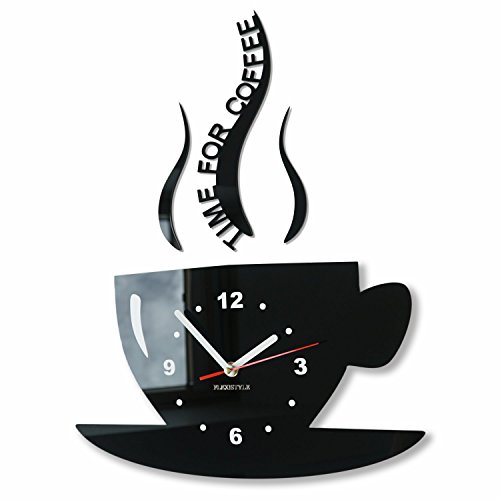 FLEXISTYLE Tasse Zeit für Kaffee Moderne Küche Wanduhr