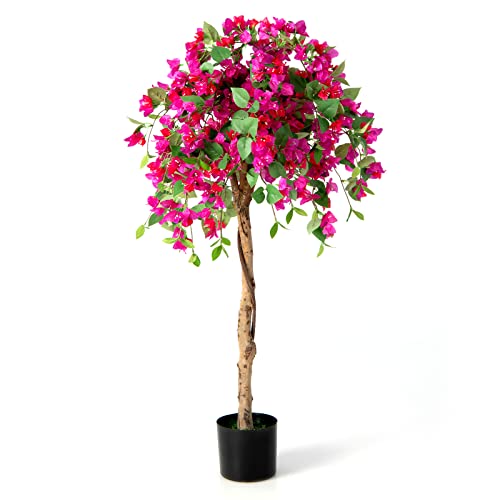 COSTWAY 135 cm Kunstbaum mit Blüten