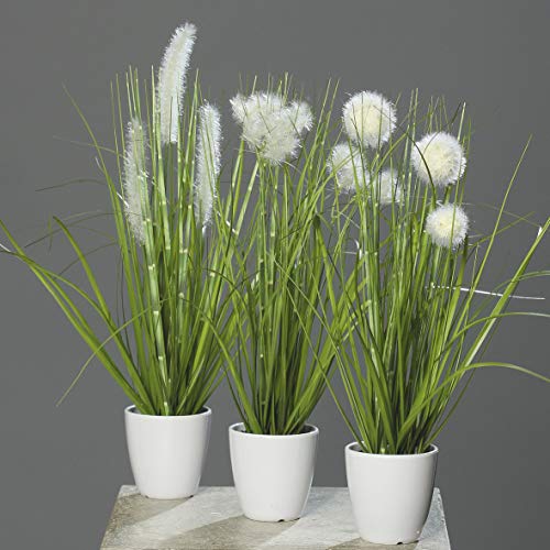 Kunstpflanze im Bild: mucplants Kunstpflanze Gras im weißen Topf