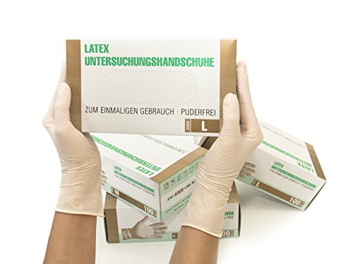 SF Medical Products GmbH Latexhandschuhe 100 Stück Box (L, Weiß)
