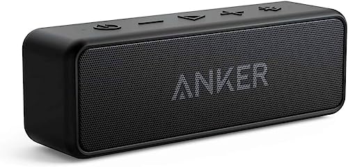 Anker SoundCore 2 Bluetooth Lautsprecher, Dual Bass-Treiber, 24h Akku, IPX7 Wasserschutz, Schwarz (A3105)