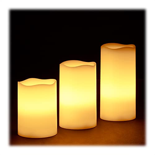 Relaxdays LED Kerzen Echtwachs 3er Set
