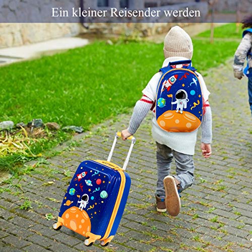 Mädchen Kinderkoffer im Bild: COSTWAY 2tlg Kinderkoffer + Rucksack