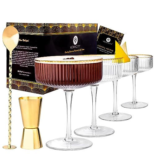 VEMACITY Luxus Geriffelte Martini Gläser Cocktailgläser