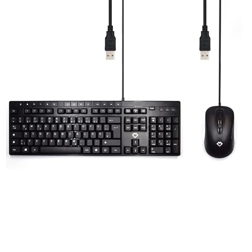Ewent USB Kabelgebundene Set mit Tastatur und Maus (DE) (OM30101)